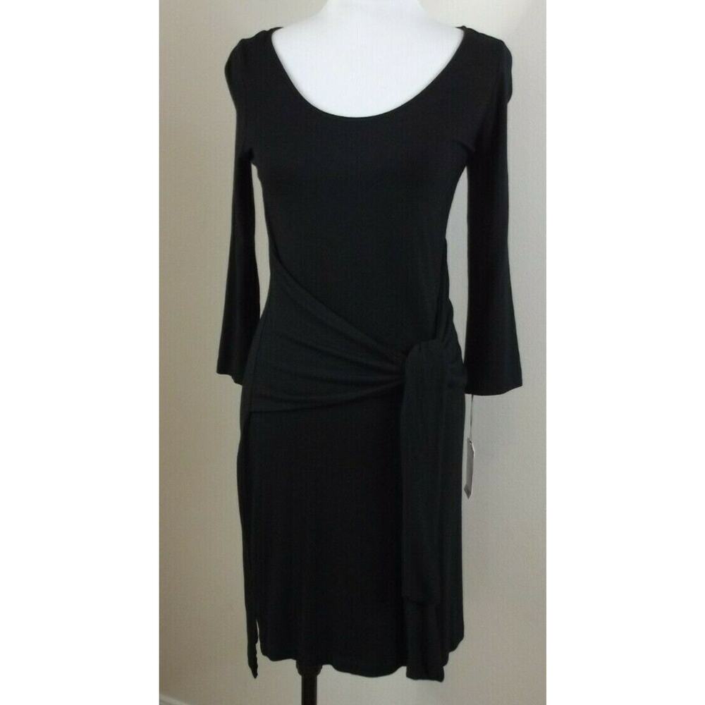 A NEW DAY FAUX WRAP Midi DRESS - Size XS - Black NWT